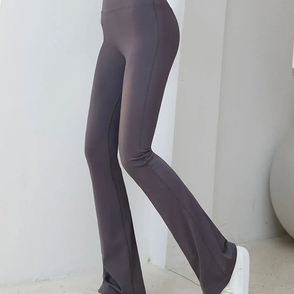 Black Yoga Pants Flare Leggings Women High Waist Wide Leg Pans Woman Gym Fitness Sports Flared Legging Latin Dance Trousers 2024 GRAY