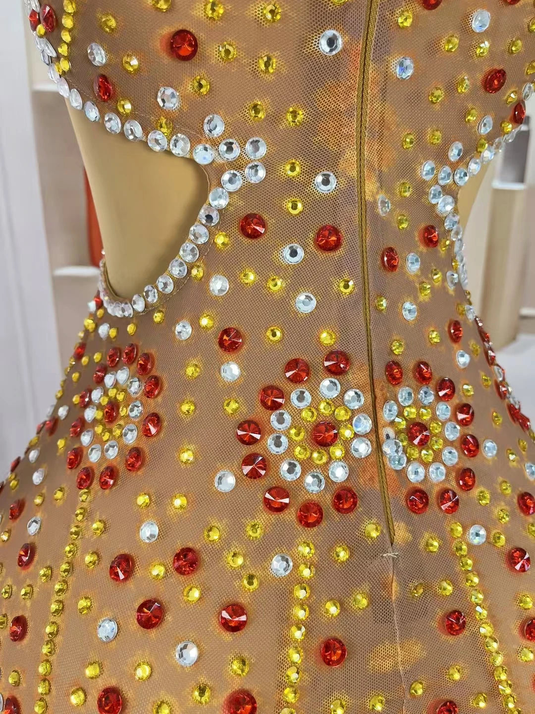 High-end Chic Asymmetrical Long Dress for Women Sparkly Rhinestone Tassel Evening Gown Birthday Queen Ball Dress Jinguangxian