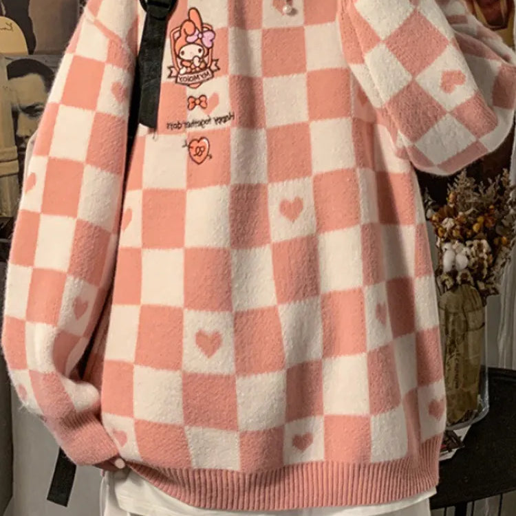 Kawaii Autumn Winter Women's Sweater Pullover Loose Long Sleeve Top Jumper Korean Fashion Oversized Sweater Clothes for Women Pink