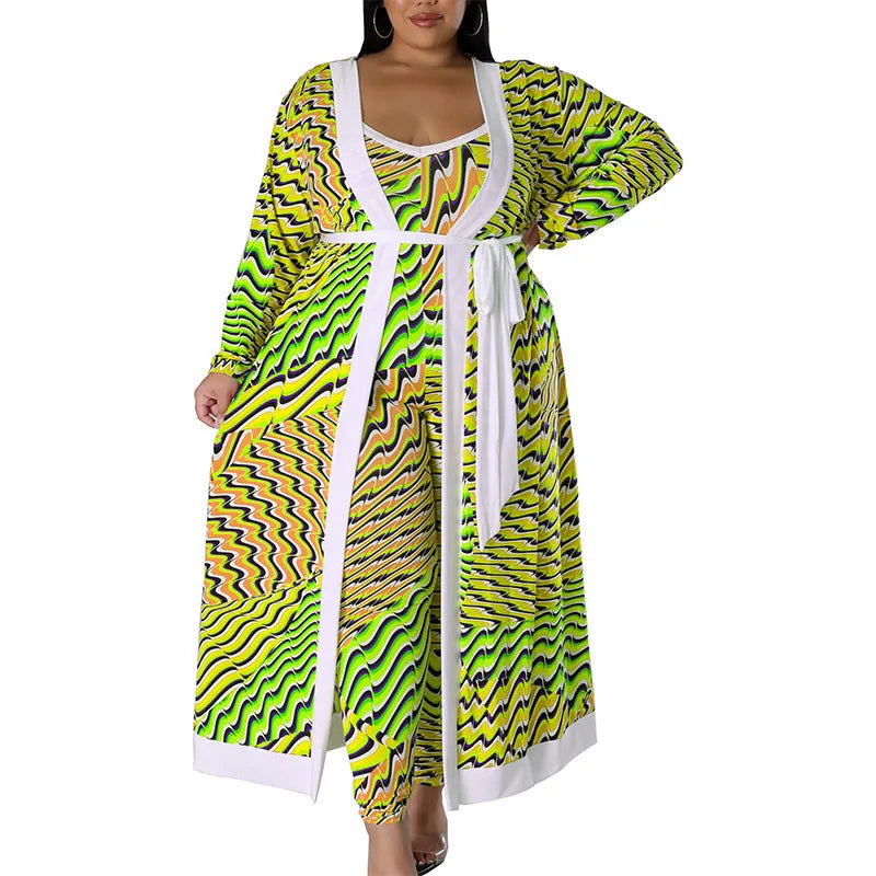 218290 Plus Size Women's Clothing 2025 Autumn New Item Long Sleeved Top with Pants Set New Product Yellow