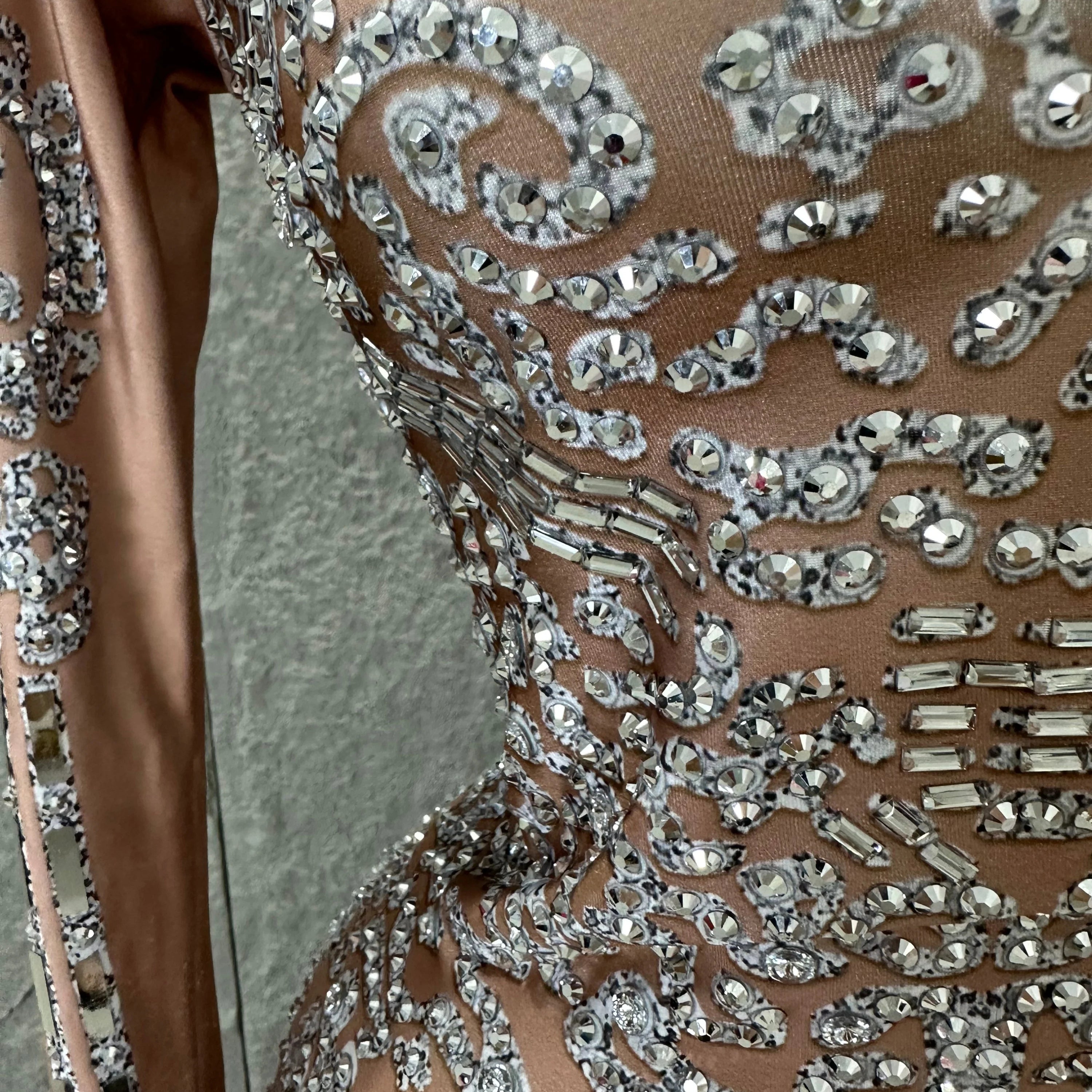 Silver Sheer Mesh Jumpsuit Women Sexy Sweetheart Neck Long Sleeve Full Crystal Skinny Outfit Stage Performance Costume