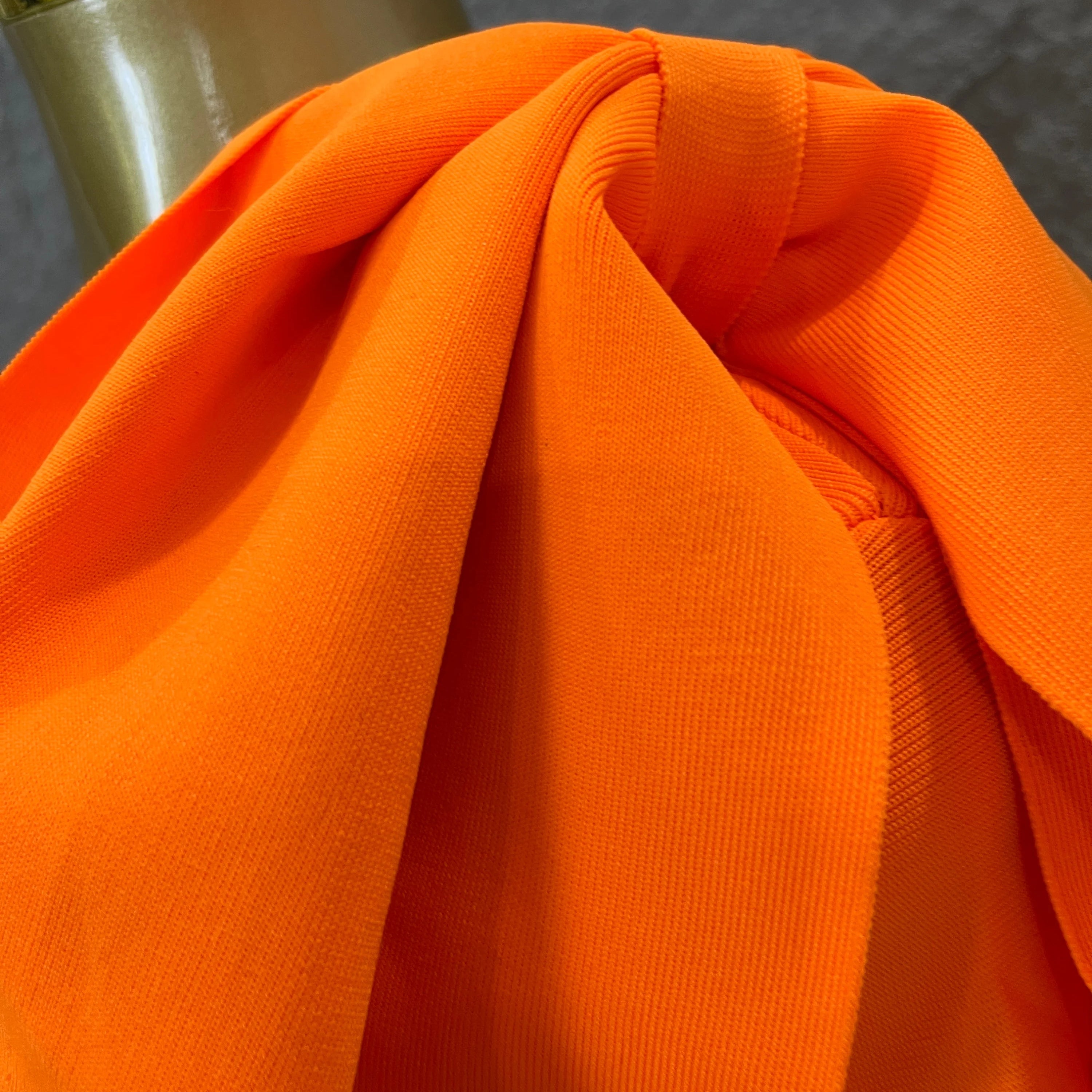 Vibrant Orange Single Sleeve Bow Shoulder Bandage Dress Slim Fit Midi Evening Birthday Nightclub Banquet Formal Dinner Outfit