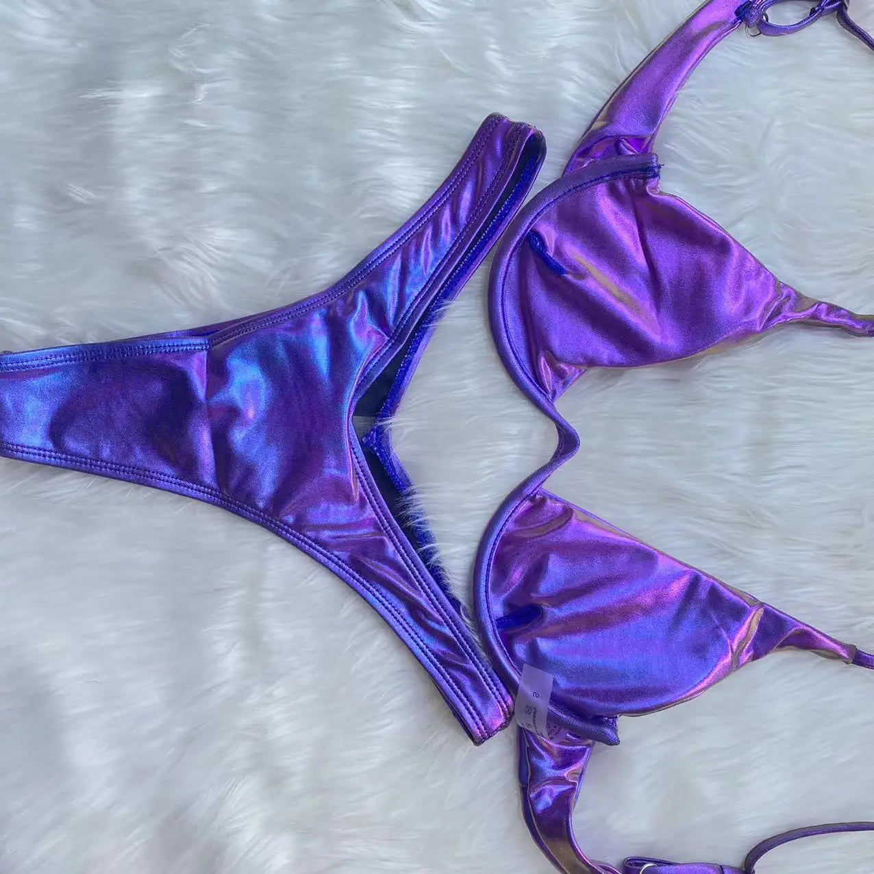 Sexy Triangle Bikini 2022 holographic Blue Push Up Extreme Thong Swimwear Brazilian Bandage Bathing Suit Swimsuit Micro Biquini