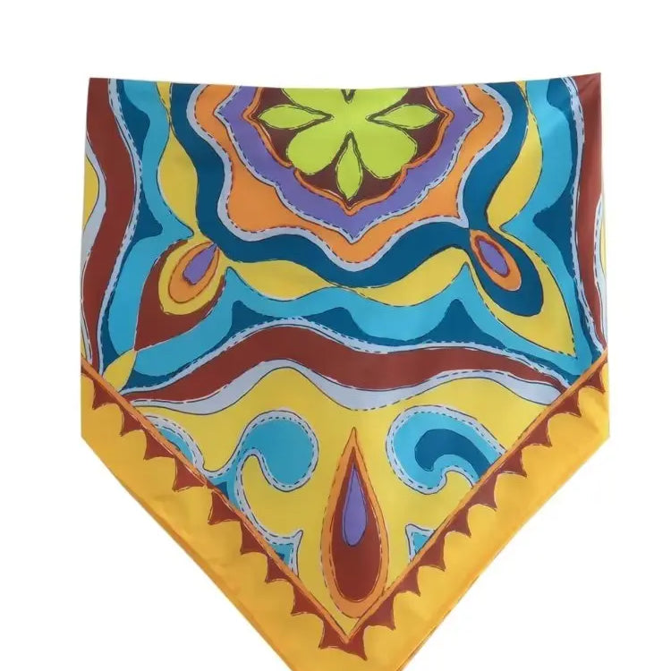 BlingBlingee Summer Printed Women Wide Pants Satin Suits Traf Asymmetric Sleeveless Strapless Crop Top Female Sets Y2K Only Camis 2