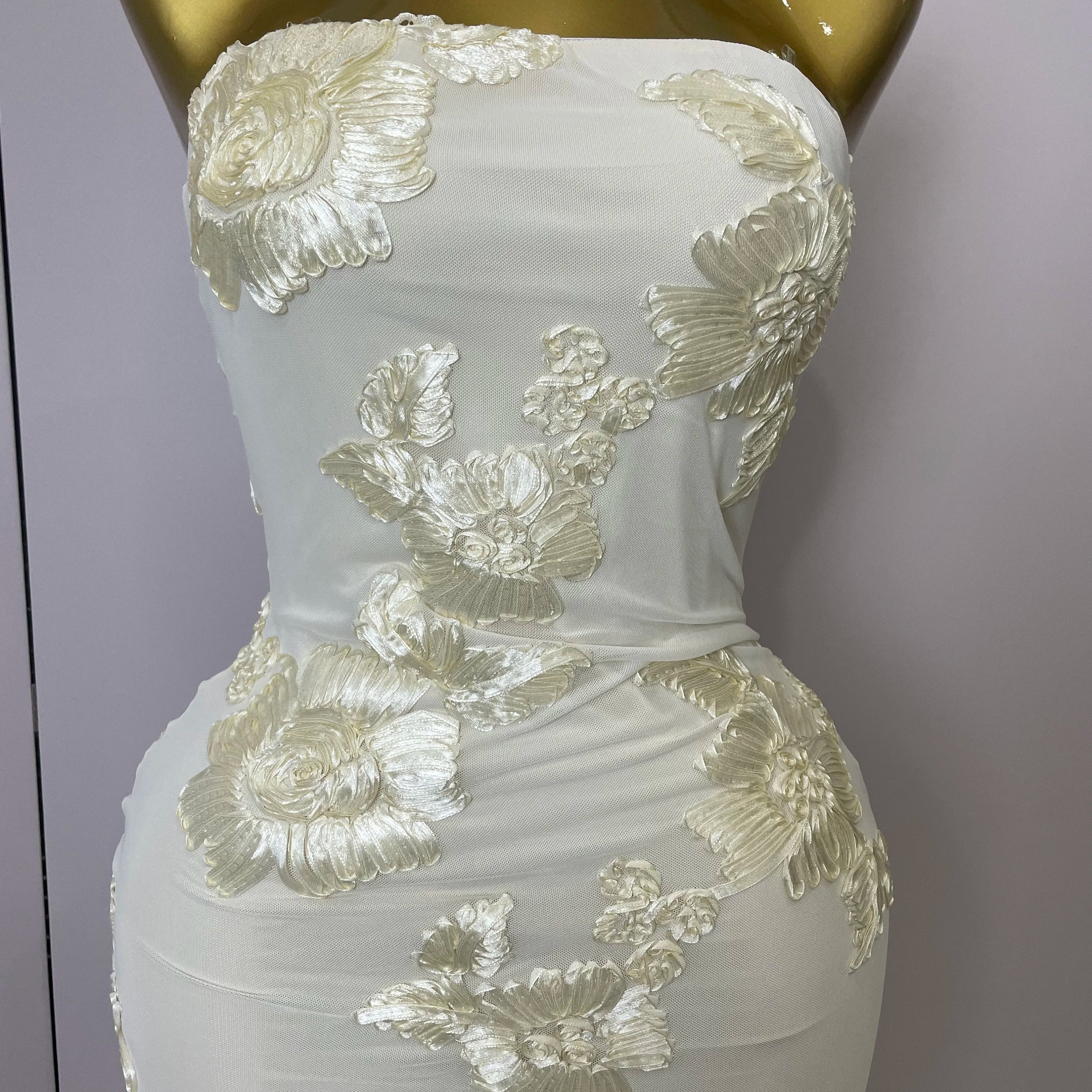 2025 New Top Quality Women Sexy Strapless Embroidery Floor-length Maxi Dress Celebrate Evening Party Prom Cocktail Outfit