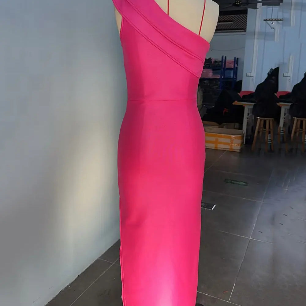 2025 Sexy Women's Printed Bandage Dress with Hanging Neck Slant Neck Sleeveless Ruffle Bodycon Long Dress Evening Party Vestidos