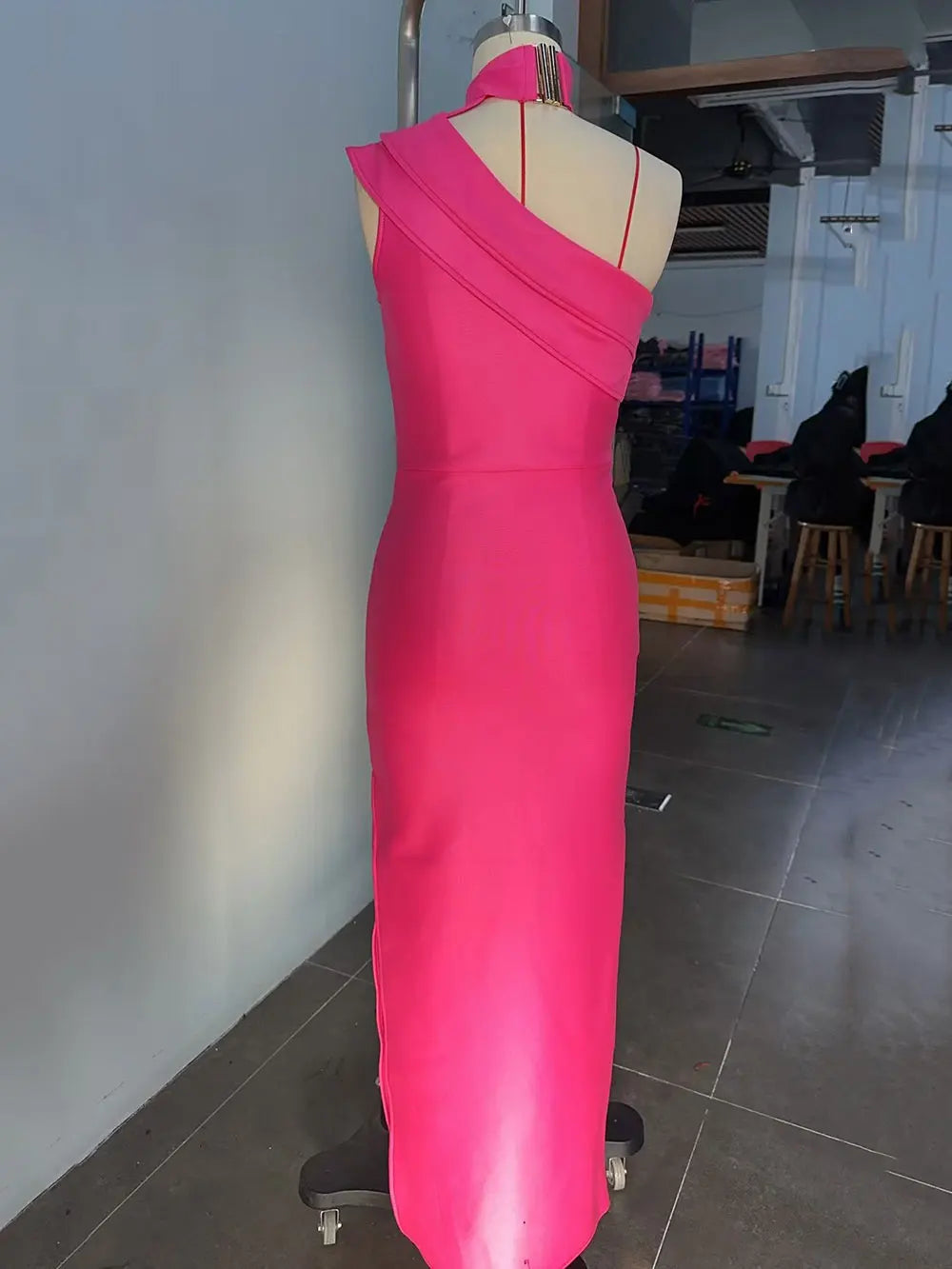 2025 Sexy Women's Printed Bandage Dress with Hanging Neck Slant Neck Sleeveless Ruffle Bodycon Long Dress Evening Party Vestidos