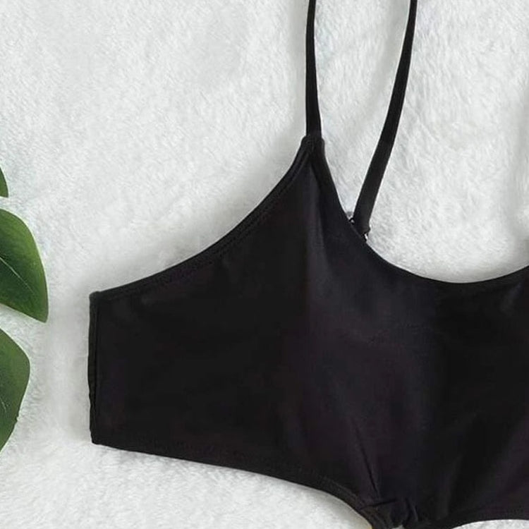 Sexy Black Strapped Swimwear - High Cut Push UP One Piece Swimsuit Monokini Backless Hollow Bathing Suit