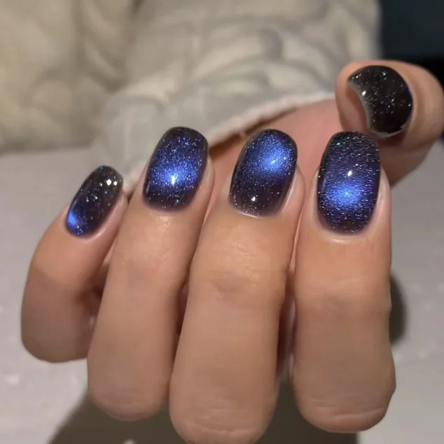 24Pcs Short False Nails with Shimmery Powder Ballet Nail Art Full Cover French Sheer Wearable Nail Manicure Tips for Girls Daily 38