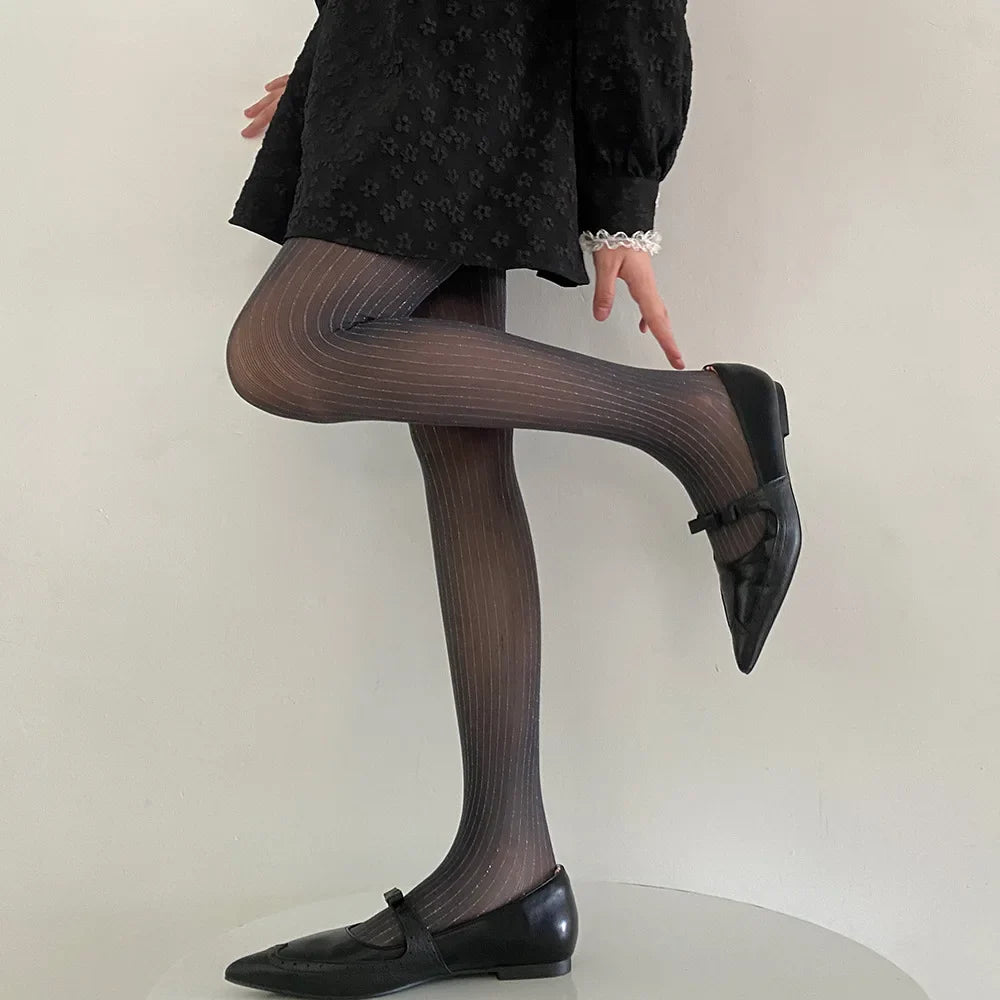 Black Tights Women Luxury Silver Silk Thigh High Stockings Pantyhose Lingerie Sexy Slim Body Stockings Women Tights Pantyhose Gray One Size