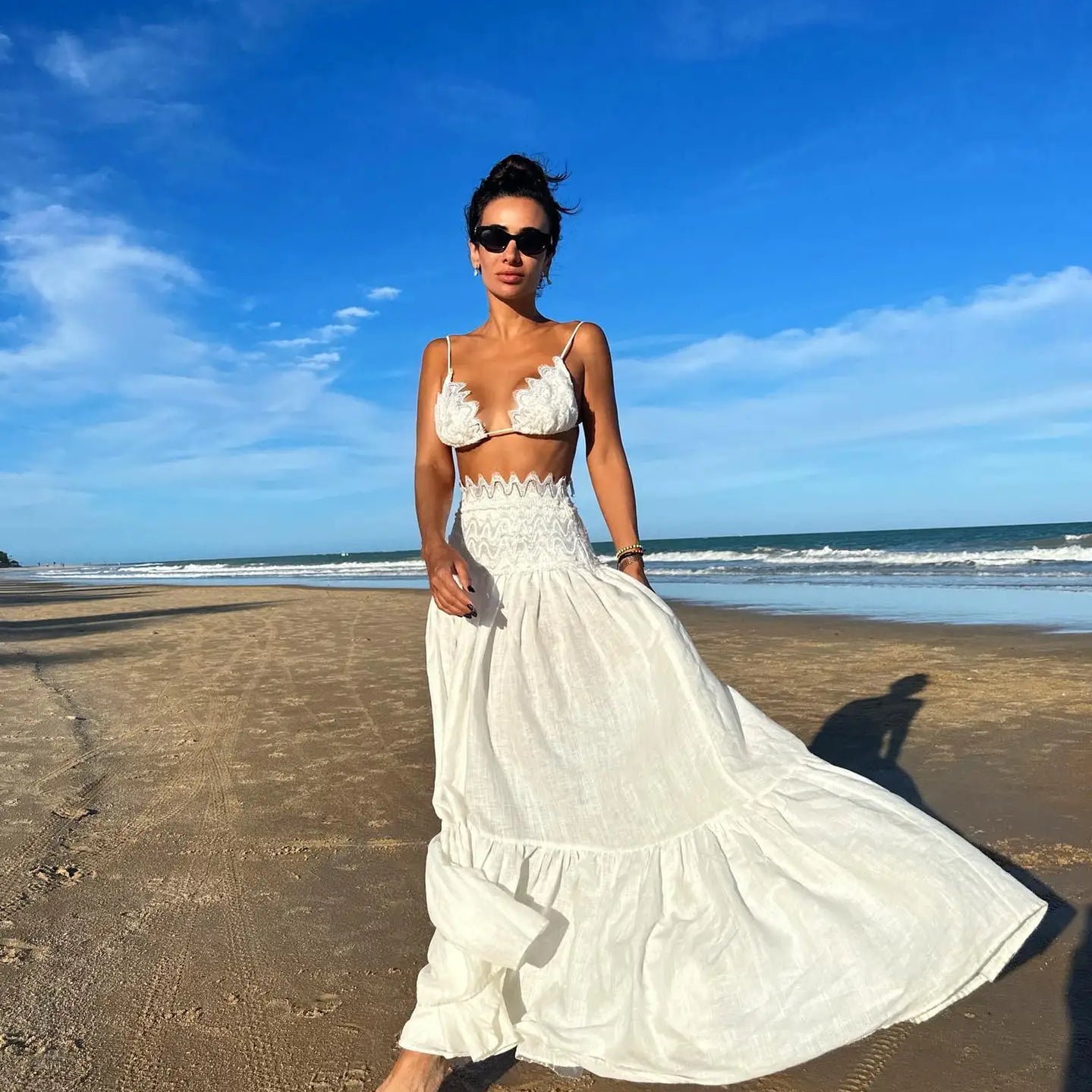 Sexy Women 3 Pieces Swimsuits Bikinis Sets With Skirt Pants Cover Ups Swimming Suits Female Swimwear Summer Outfits Beachwear 14