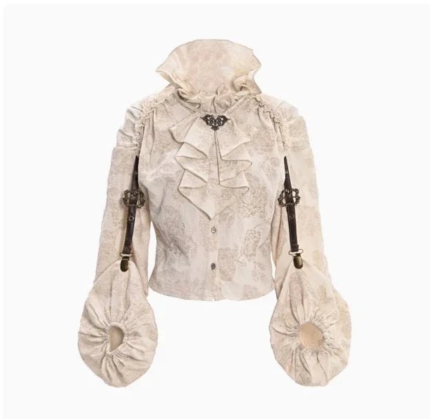 Original Punk Asymmetrical PU Chest Plate Strap Trailing Dresses Long Sleeve Shirt Dress Sets Autumn New Gothic Girls Outfits shirt