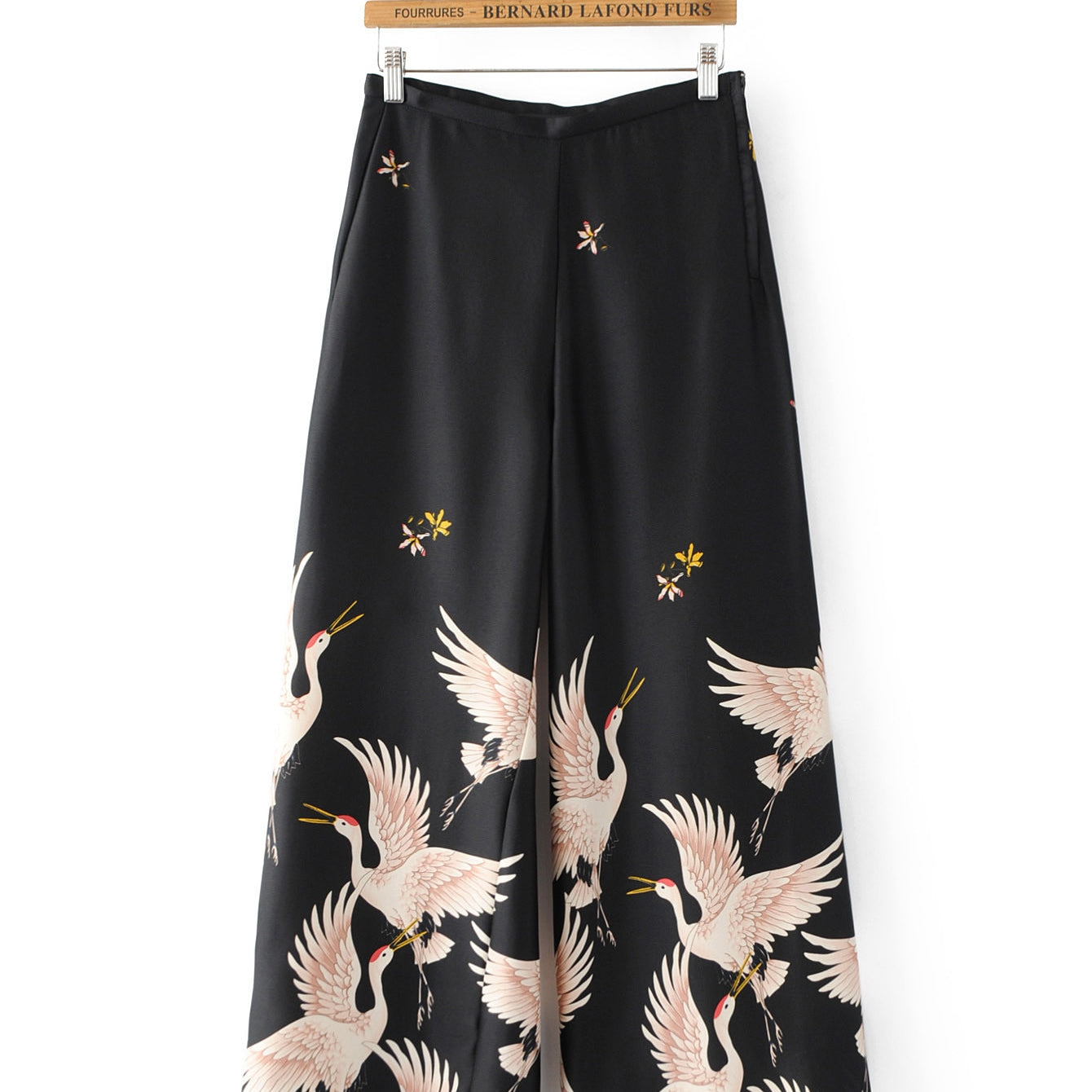 Spring/Autumn Women Vintage Clothing Set Printed Blazer Wide Leg Retro Pant Female Bird Outfit Suits Women's Office Lady pants