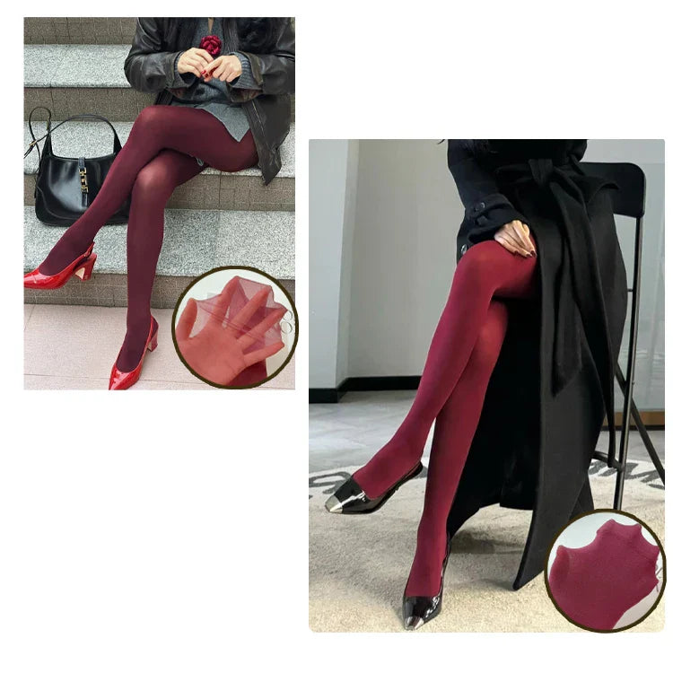 1/2Pcs Vintage Wine Red Stockings Pantyhose Women Burgundy Thin Thick Super Elastic Sexy Tights Anti-Hooker Senior Pantyhose Mixed-2pcs