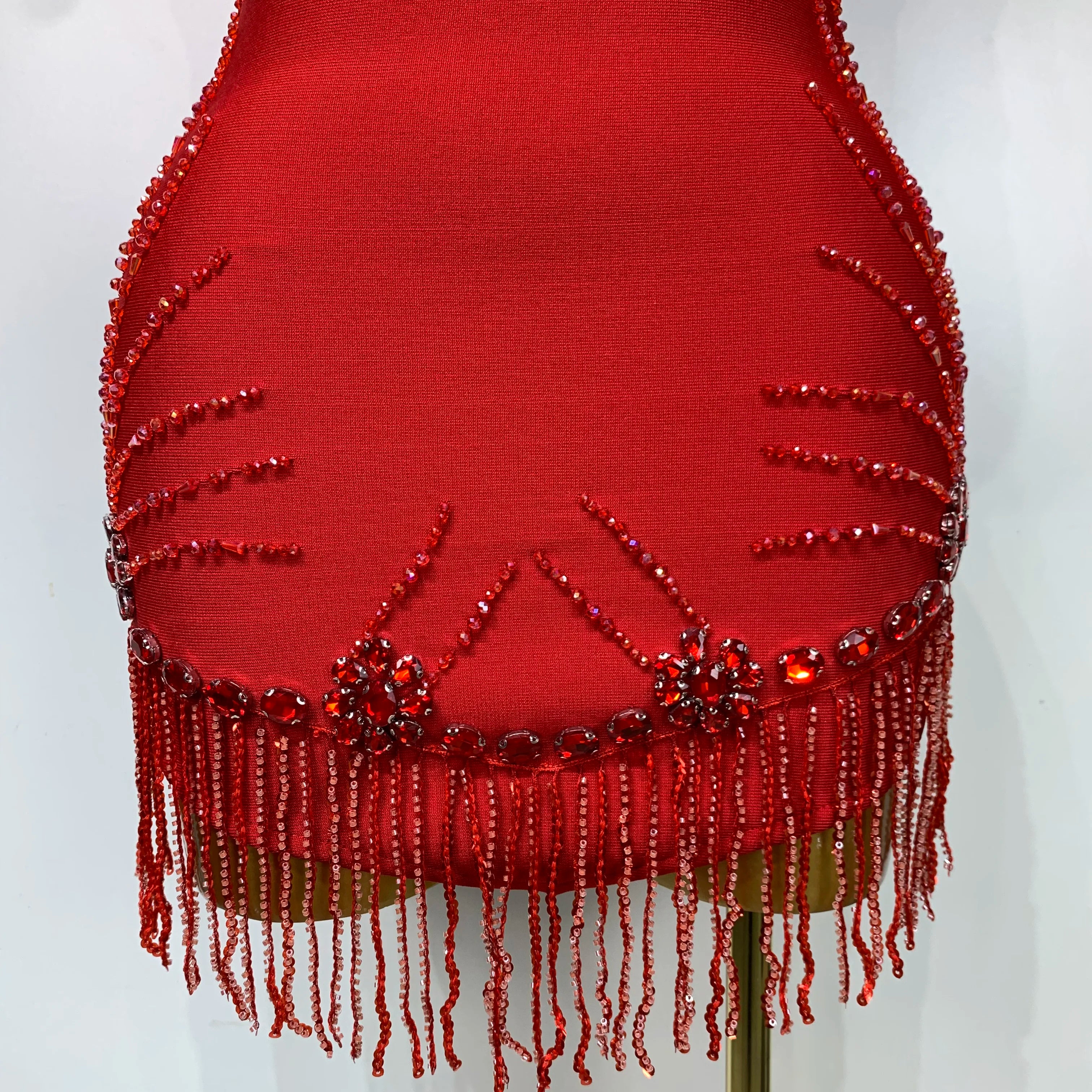 Women Sexy Sleeveless Bandage Dresses Fashion Beading Tassel Clothes Club Evening Party Birthday Elegant Bodycon Dresses