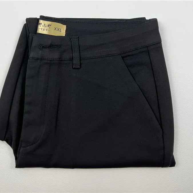 S-4xl Big Size Office Pencil Pants Womens Formal New Elegant OL Work Pantalones Elastic Cotton Slim Ankle-length Trousers black