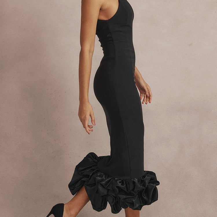 Women' Elegant Dress Black Bandage Stretch Female Clothing Celebrity Evening Party Long Gown Vestidos