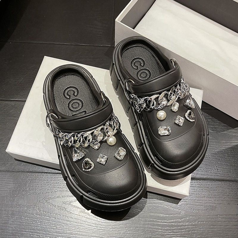 Platform Slippers Summer Women's Sandals 6cm Wedges Ladies Outdoor Clogs Thick Street Beach Slides Girls Flip Flops Garden Shoes black DIYchainzuan