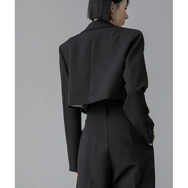 Loose Women Full Sleeve Short Blazers Jackets Pants Suits Female Casual OL Trouser 2 Pieces Set Spring Autumn WS284