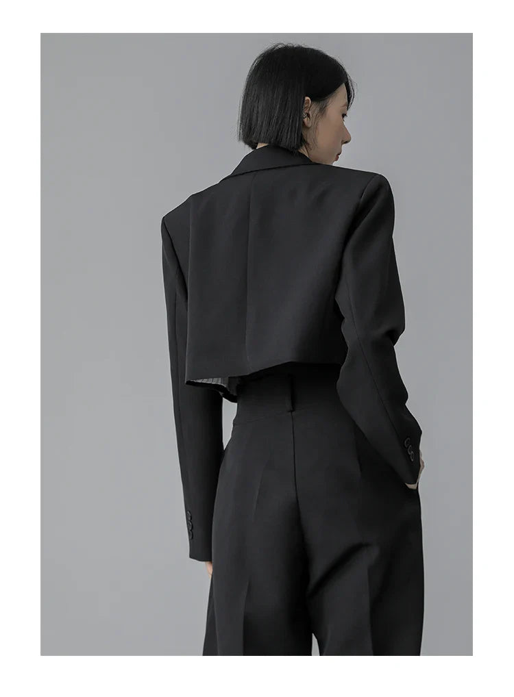 Loose Women Full Sleeve Short Blazers Jackets Pants Suits Female Casual OL Trouser 2 Pieces Set Spring Autumn WS284