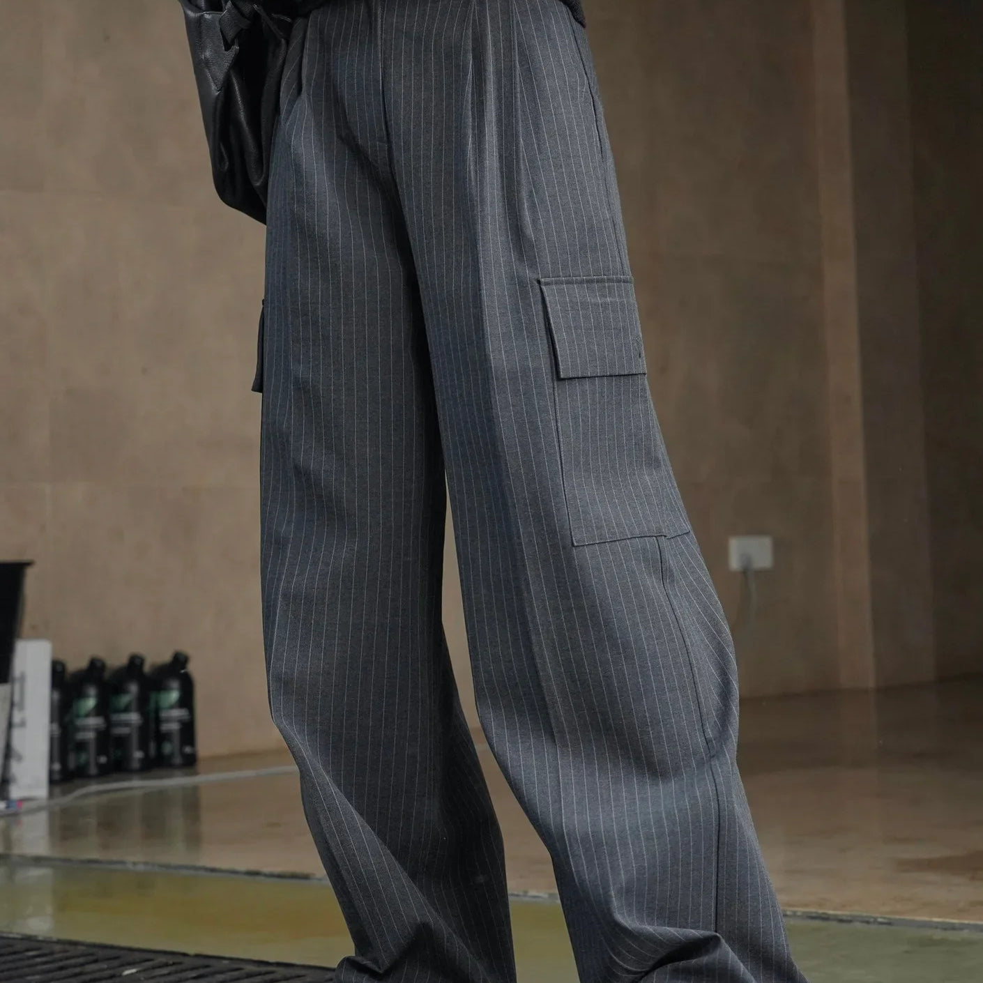 Spring and autumn women's casual striped high waisted loose pants