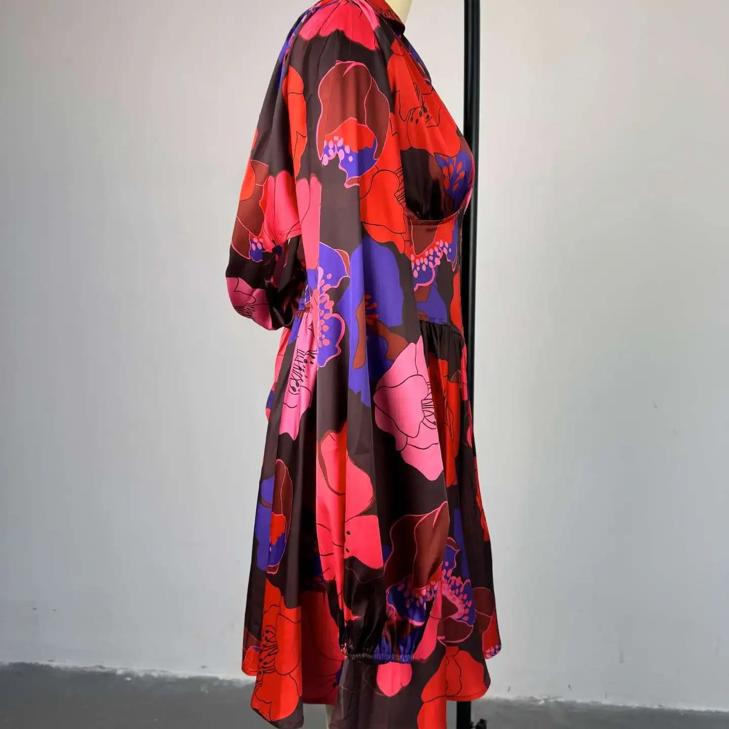 Women V-neck Long Sleeve Pleated Floral Print Mini Dress Sweet elegant Sexy Birthday Beach Night Party Vestidos Dresses