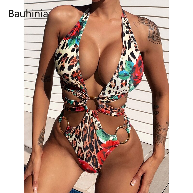Sexy Colorblock One Piece Swimsuit Fashion Hollow Design - Monokini Swimwear Backless Bather Bathing Suit