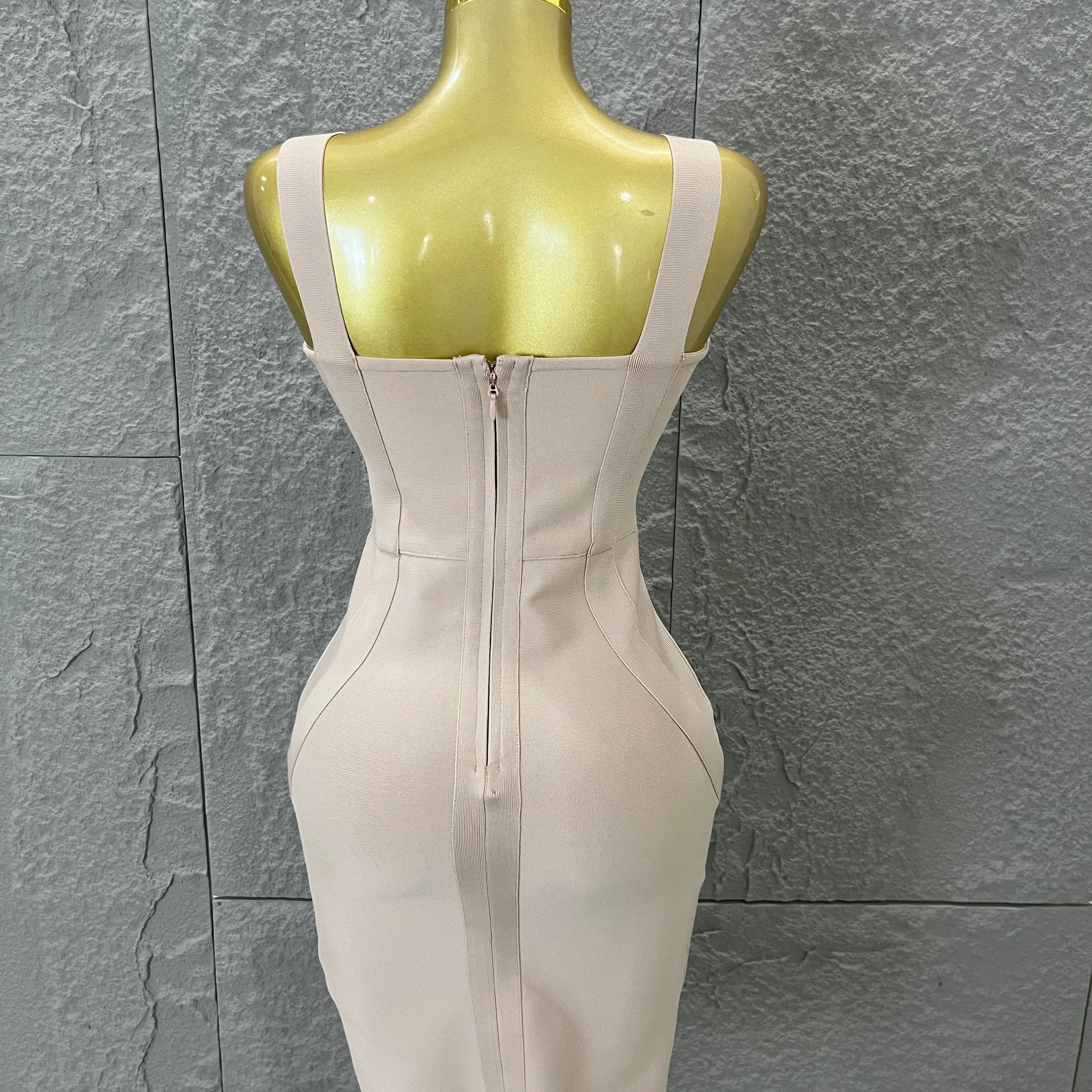 Elegant Sweetheart Neck Bandage Dress Crisscross Bust Slim Fit Midi Evening Banquet Formal Dinner Wedding Guest Cocktail Outfit