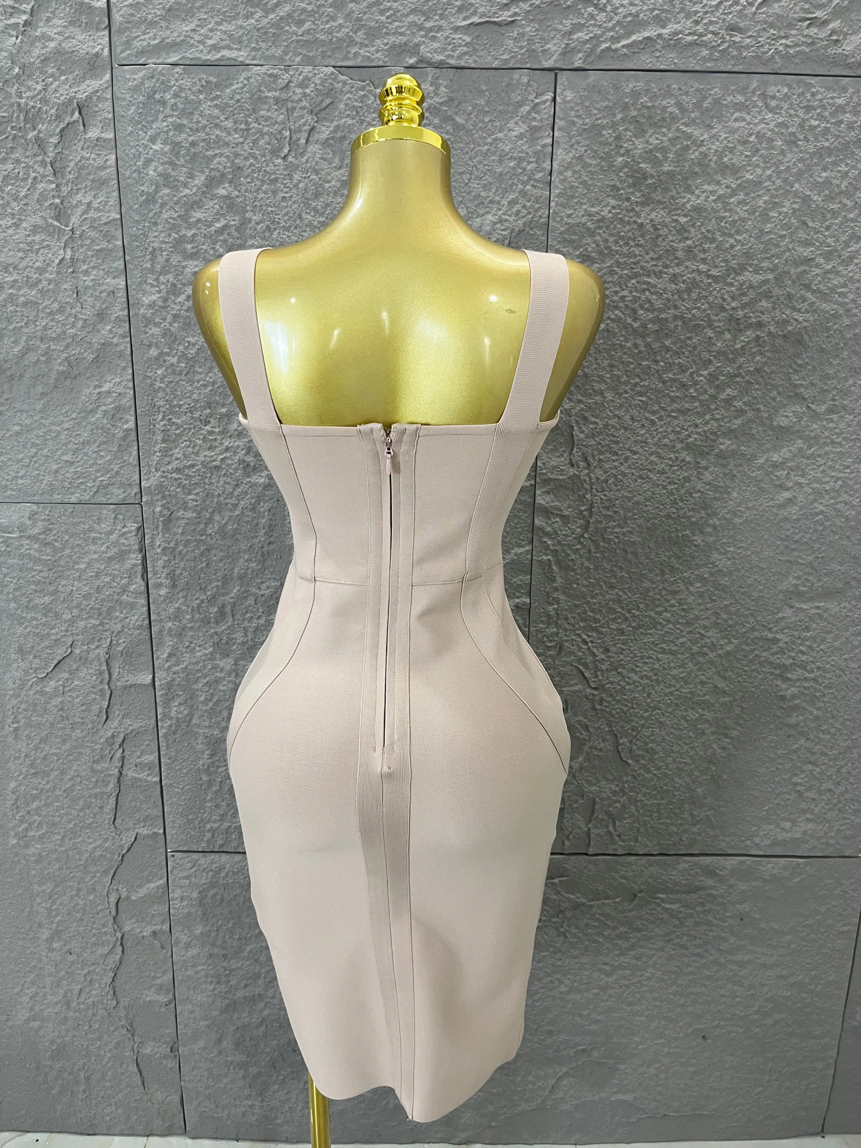 Elegant Sweetheart Neck Bandage Dress Crisscross Bust Slim Fit Midi Evening Banquet Formal Dinner Wedding Guest Cocktail Outfit