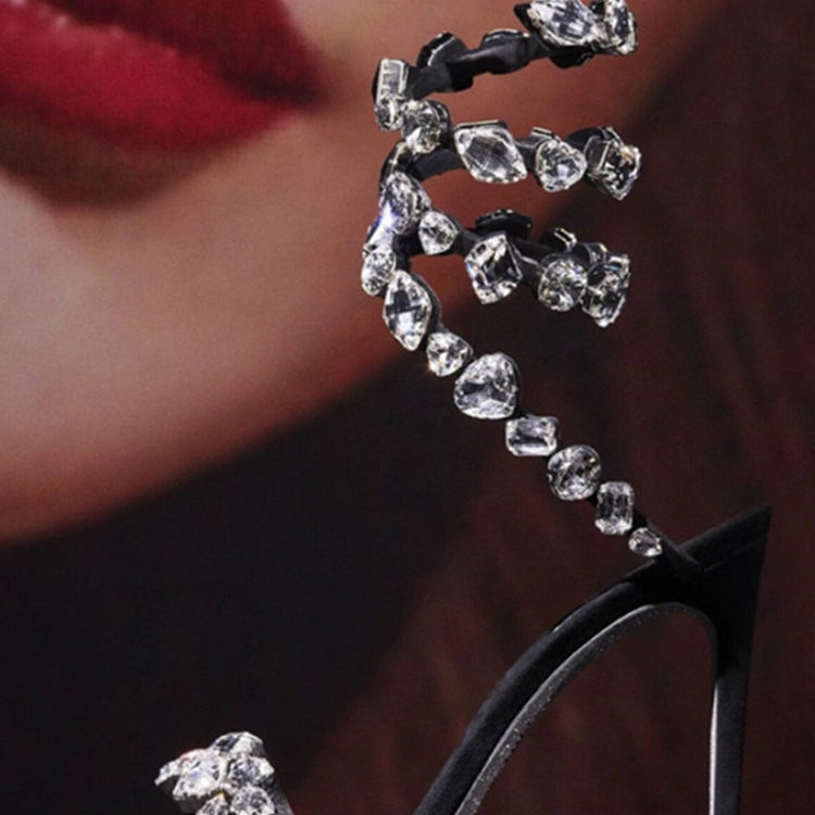 Summer New Colored Diamond Women's High Heel Sandals Water Diamond Fashion Silver Sole Party Party Party High Heel Shoes 10CM white diamond