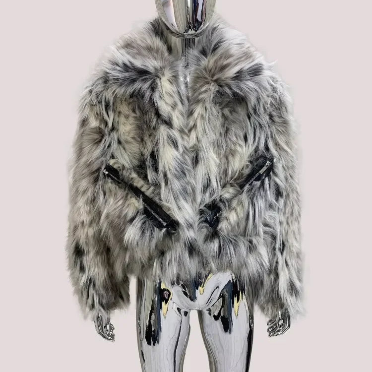 Lautaro Autumn Winter Short Colorful Multicolored Thick Warm Hairy Faux Fox Fur Coat Men Luxury Designer Clothes Fluffy Jacket Multicolored