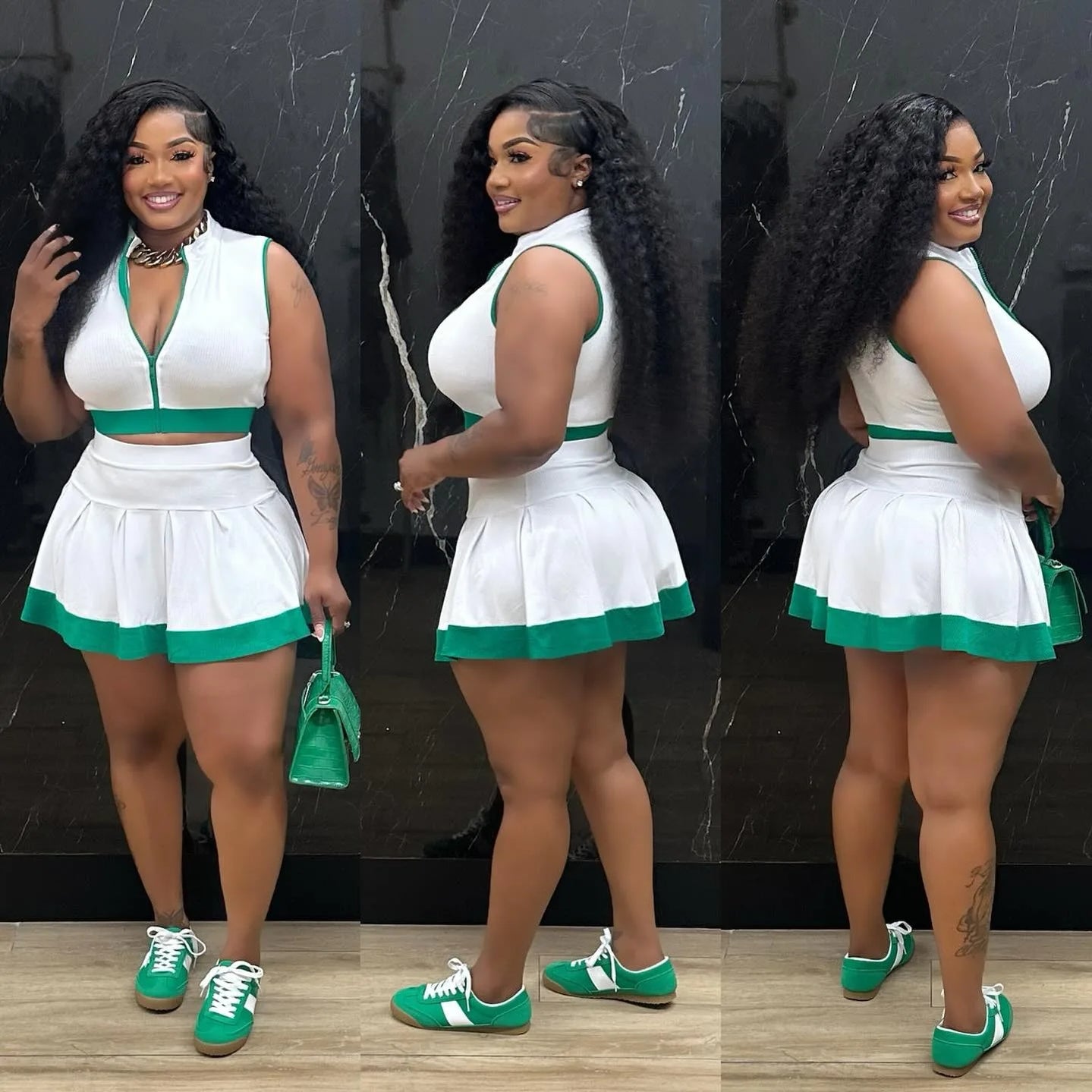 CM.YAYA Women's Set Sleeveless V-neck Vest  + Pleated Skirts 2025 Summer Cute Street Beach Two 2 Piece Sets Outfits Tracksuit