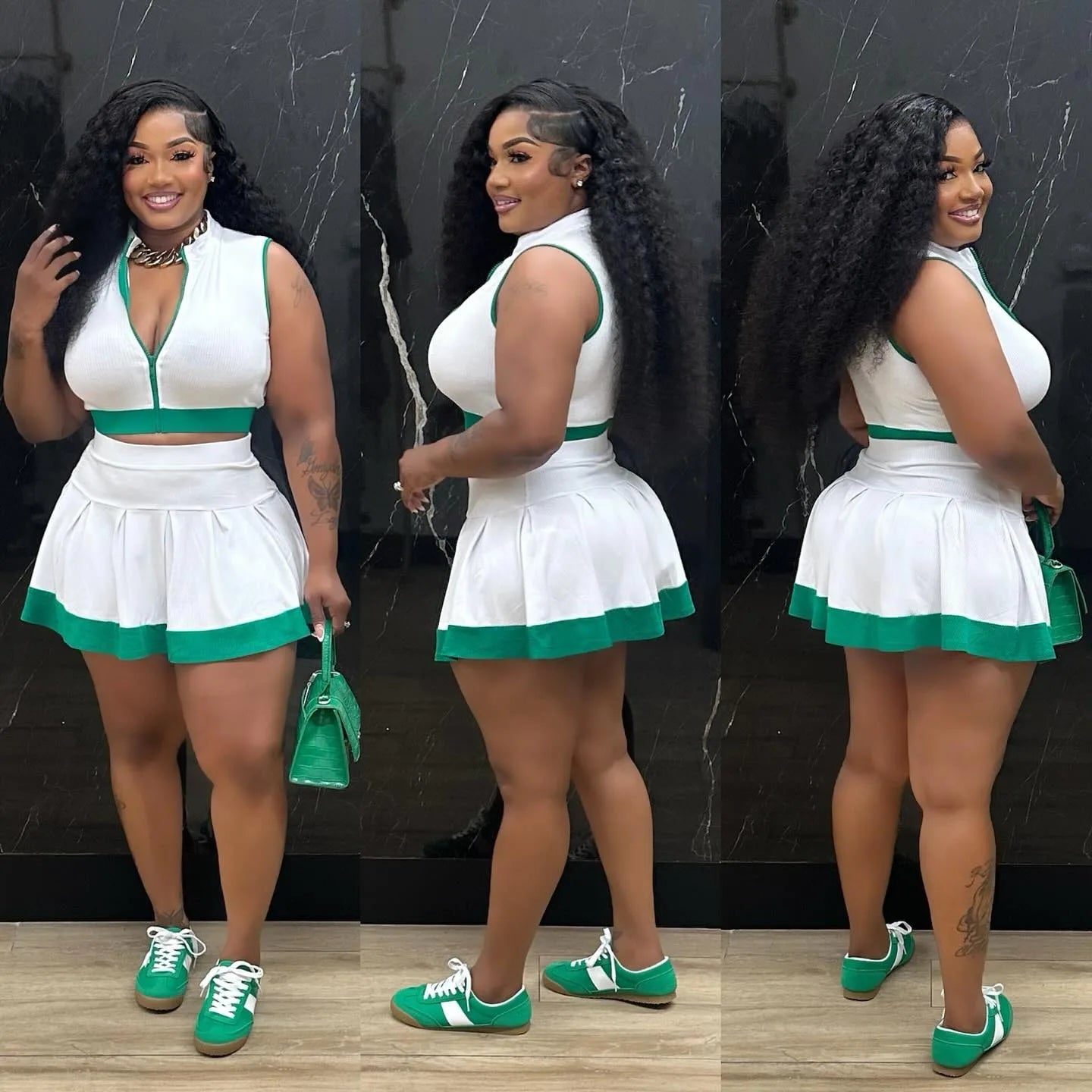 CM.YAYA Women's Set Sleeveless V-neck Vest  + Pleated Skirts 2025 Summer Cute Street Beach Two 2 Piece Sets Outfits Tracksuit