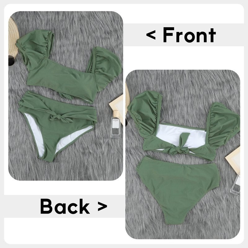 Summer Women`s Bikini Swimsuits Push Up Bikini Two Piece Swimsuits Padded Bathing Suit Green L Female 2024