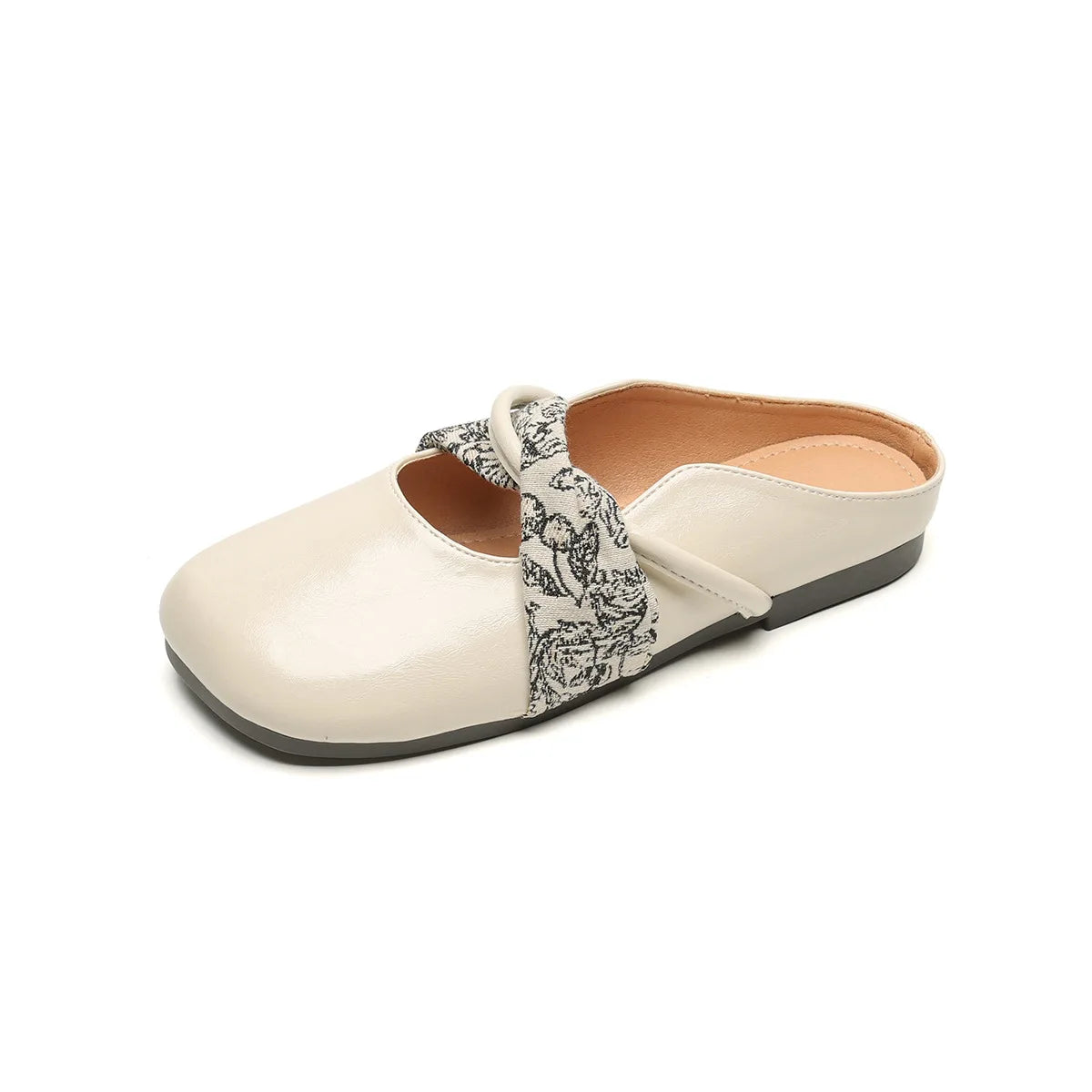 New spring women's outdoor shoes Mules Slippers Ladies' casual flat shoes Work shoes Boat shoes Large sizes 41-43 Ivory