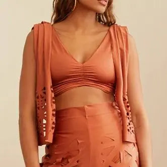 Tie Shoulder Solid Bikini Two Pieces Swimwear Fashion Luxury Party Beach outfits Women's High Waist Hollow Pants Sexy Orange swimsuit