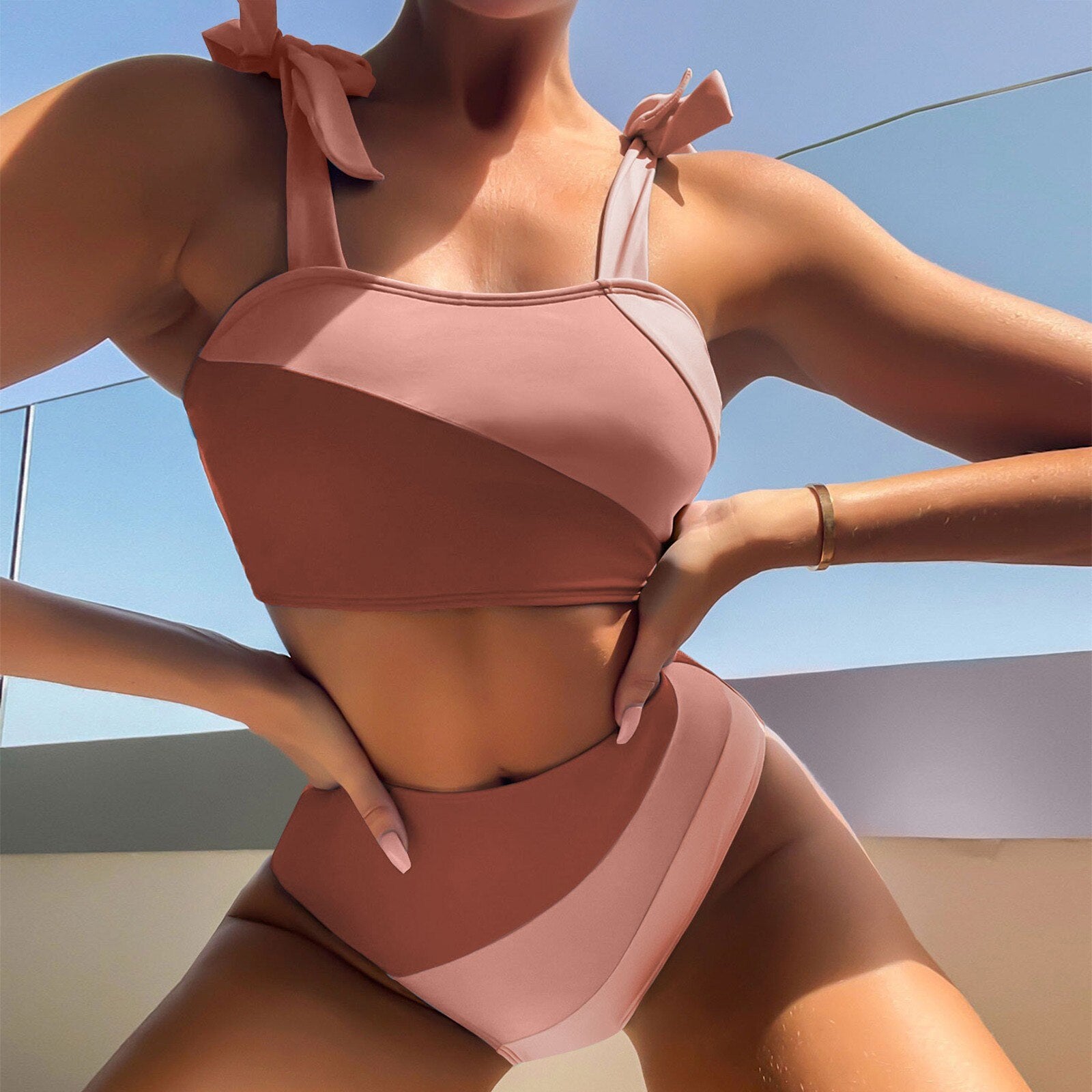 Summer Swimwear 2024 Two Piece Hot Sexy Bikini Set Coffee