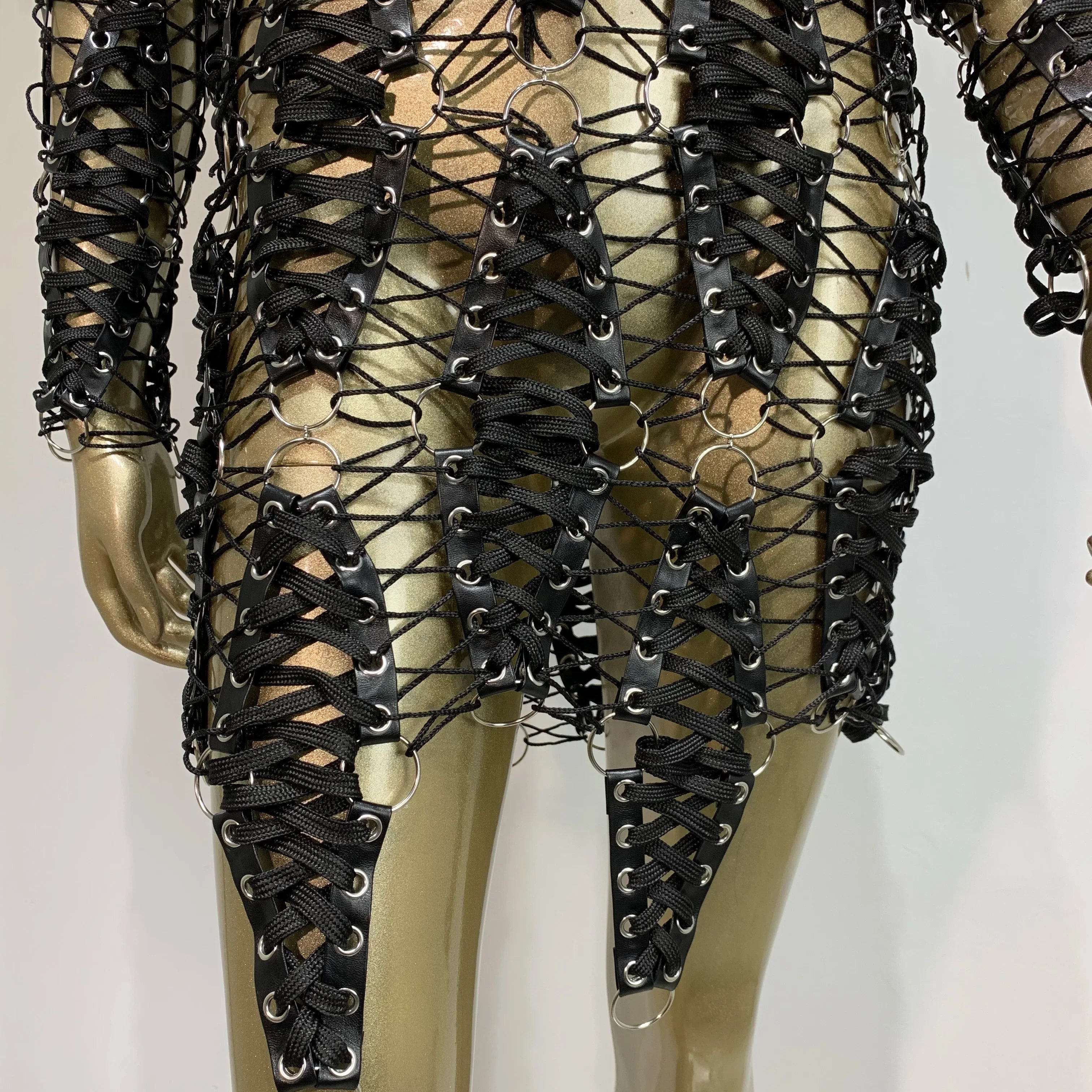 Sexy Long Sleeve Hollow Out Black Mini Laced Backless Women Celebrity Dress Elegant Party Evening Club Vestido