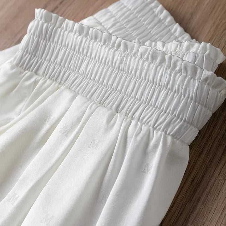 Women's Fashion New 24MM 93%Natural Mulberry Silk Versatile Jacquard Elastic Solid Color Satin Elastic Waist Casual Harlan Pants