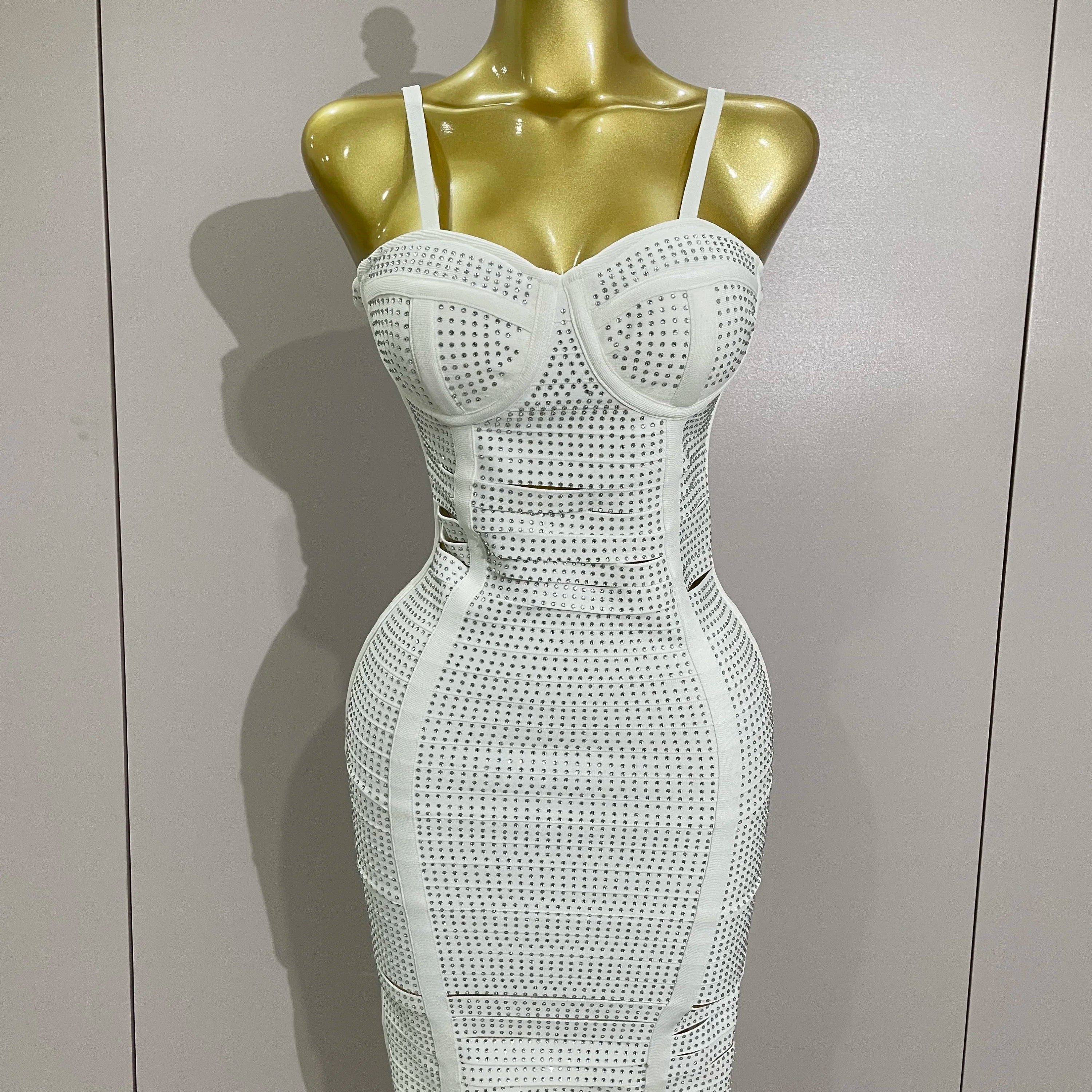 Shiny Diamond White Sleeveless V-neck Slim Short Dress 2025 Women Elegant Evening Club Prom Birthday Cocktail Dresses Vestido WHITE