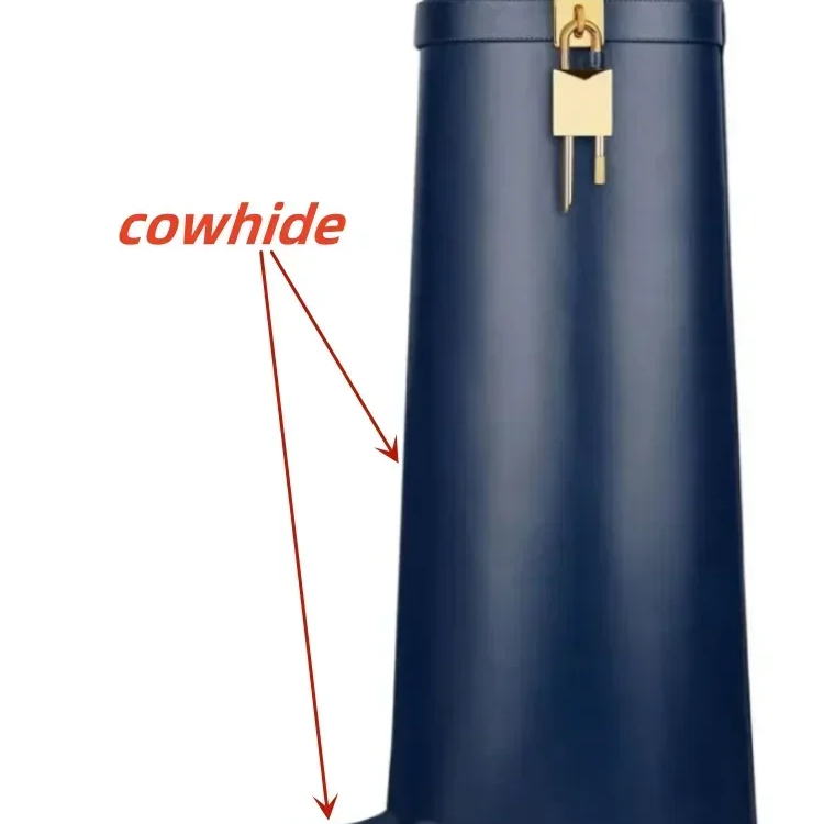 European and American Metal Lock Fasteners for High Tube Skirts, Boot Slopes, Leg Sleeves, Knee Length Boots, Platform Boots blue cowhide