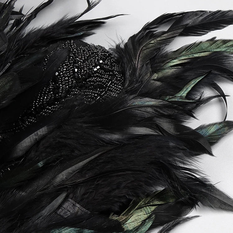 Women'S Luxury Party Dress Black Feather Design Strapless Prom Short Formal Occasions Dance Dress Summer New