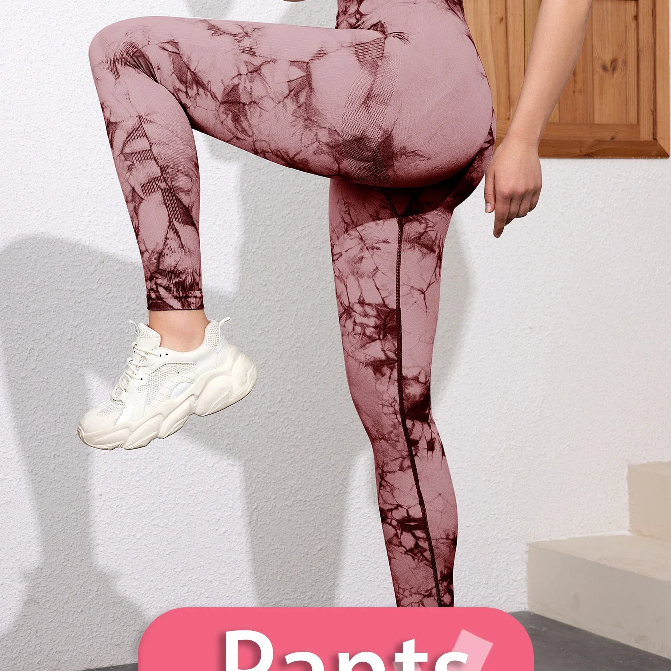 SALSPOR 1/2/3Pcs Tie Dye Seamless Butt Lifting Women Gym Set Stretch Running Outdoors Sport Yoga Outfit for Woman Skinny Shorts Red Pants