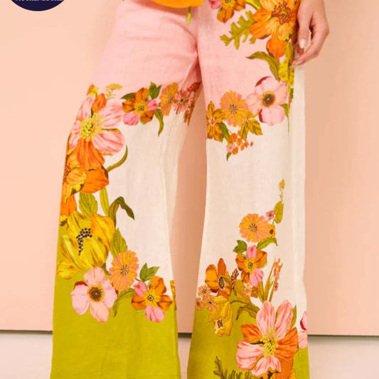 Sets for Women 2 Pieces Summer New Summer Graffiti Print Half Sleeve Shirt Suits Fashionable Loose High Waisted Women's Pant Set