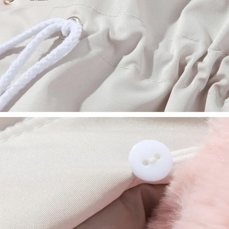 Women Detachable Woolen Collar Cotton Parks New In Hooded Warm Women's Cotton Jacket Zipper Fashion Coat Winter Clothes Women