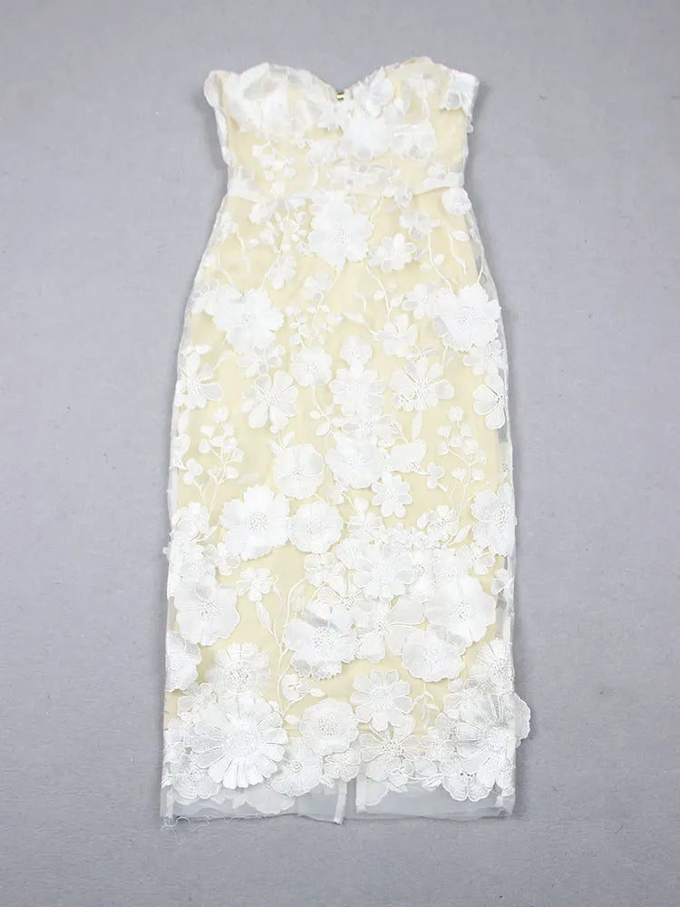 2025 Sexy Women's Wear Heavy Industry Sequin Sheer Dress Strapless Sleeveless Bodycon Midi Dress Cocktail Evening Party Vestidos