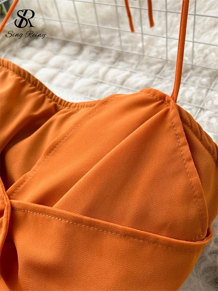 SINGREINY Holiday Suits Strapless Halter Strapless Top+Zipper Tie Dye Skirt Female Fashion Sexy Two Pieces Suit