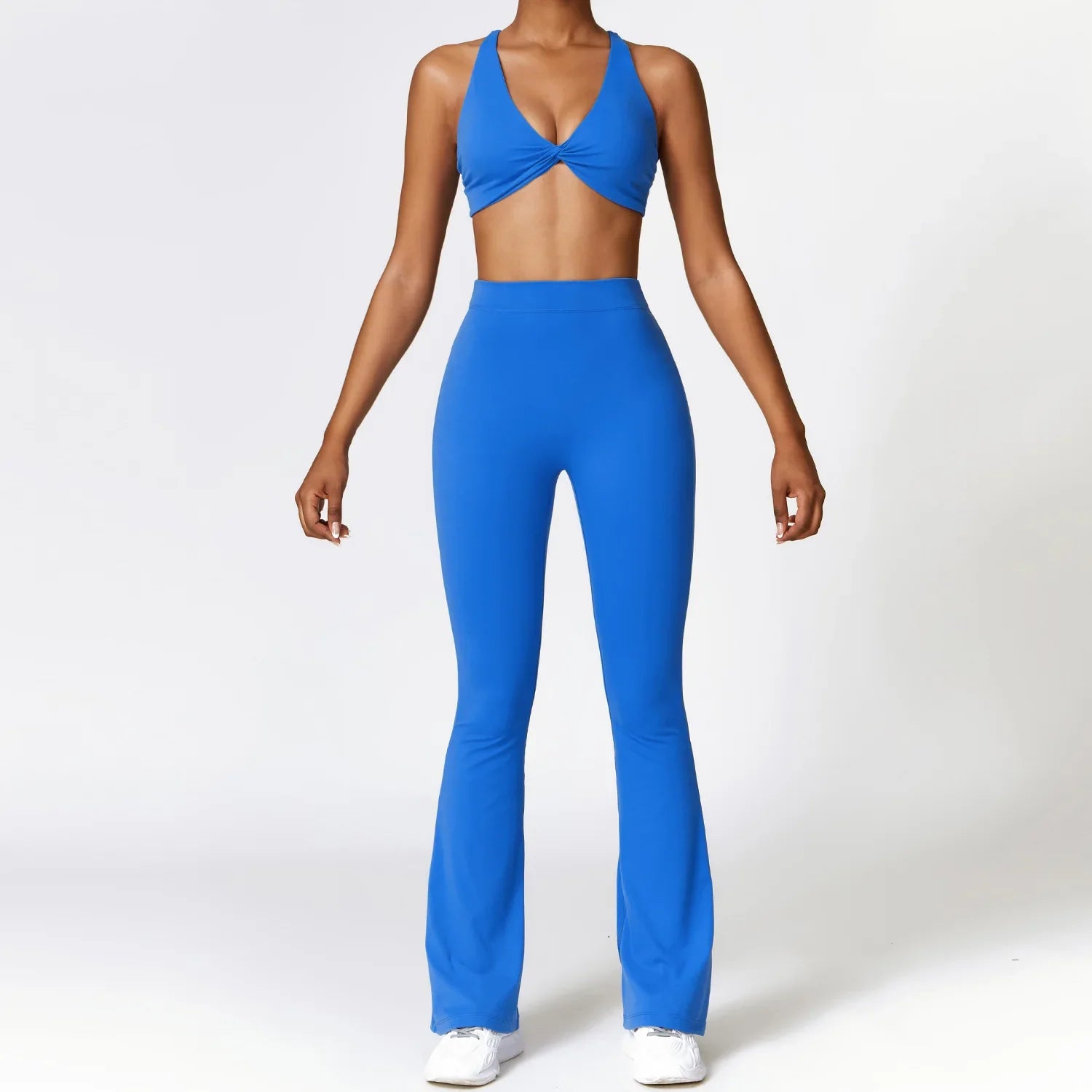 Yoga Set 2 Pieces Gym Set Workout Clothes for Women Seamless High Waist Leggings Sports Bra Suit Female Clothing Women Tracksuit Water Pen Blue