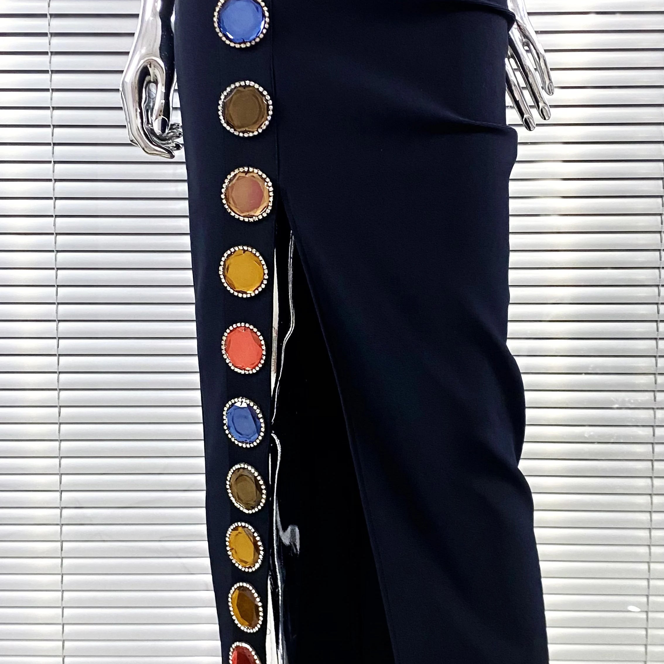 New Summer Special Design Shining Colorful Diamonds Sexy Halter Black Bandage Dress Woman Birthday Party Dress Club Party Outfit