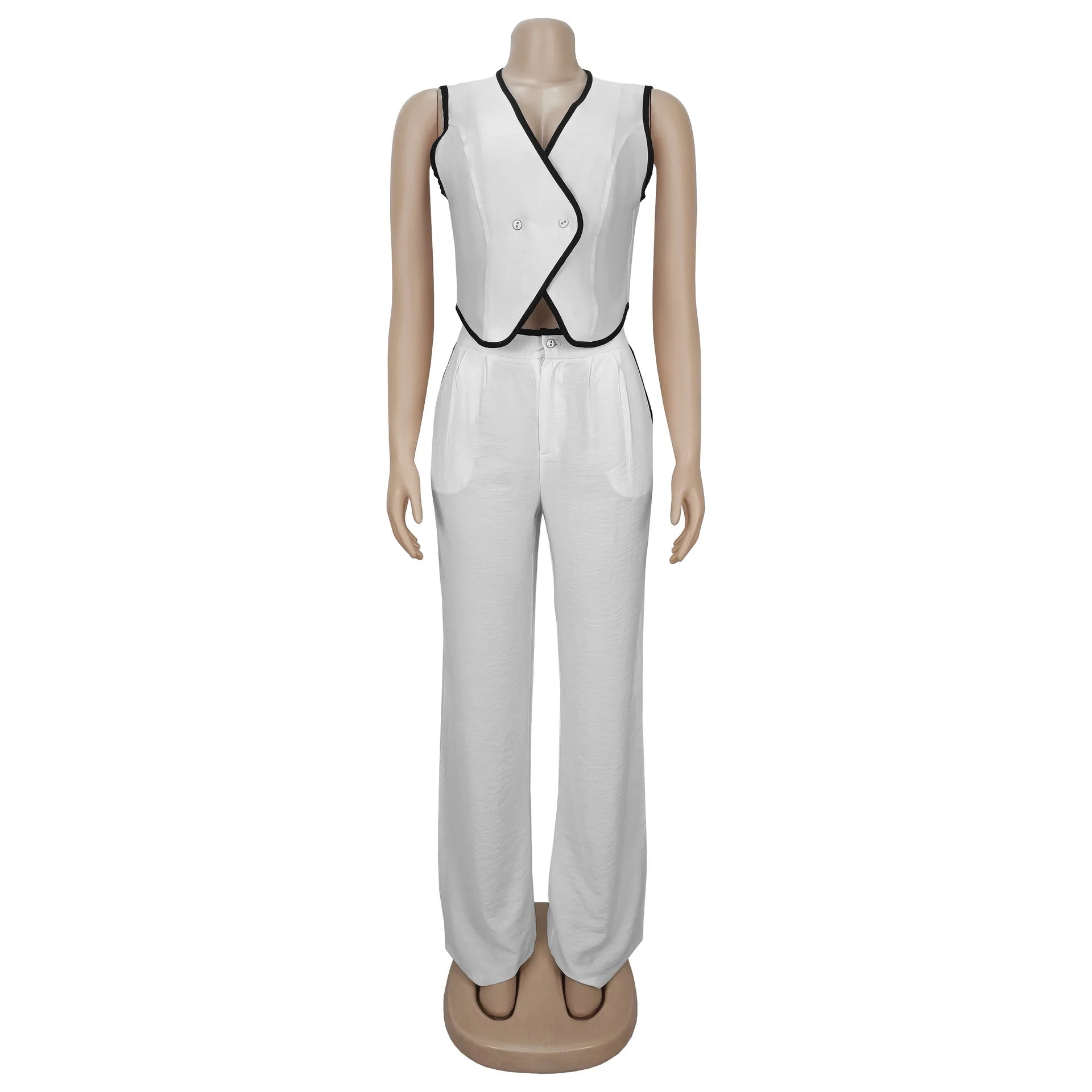 Fashion Women's Set Strapless Vest Tops and Wide Leg Pants Suit 2025 Summer Street Two 2Piece Sets Outfit Tracksuit